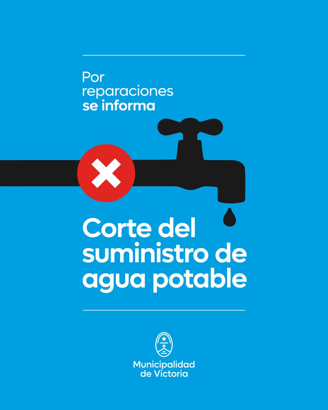 Corte de Agua de Emergencia por Reparación de Caño Madre