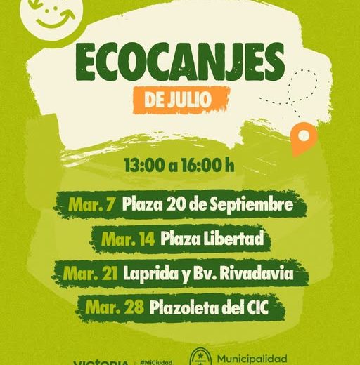 Cronograma de Eco Canje: Julio
