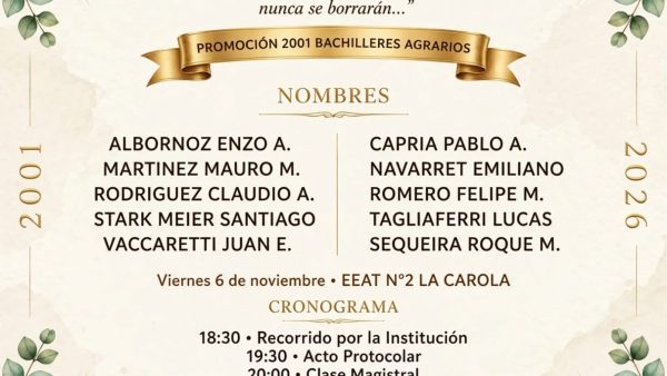 Promoción 2001 “Bachilleres Agrarios” Escuela Agrotécnica N°2 “La Carola”