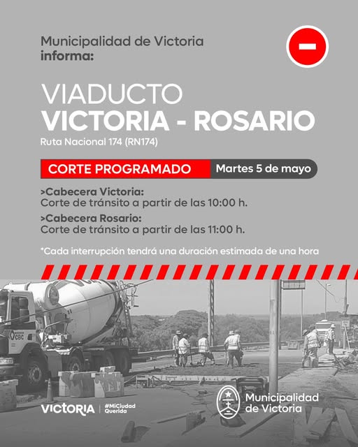 Corte Programado en el Enlace Vial Victoria- Rosario