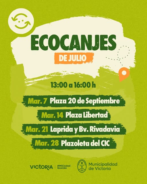 Cronograma de Eco Canje: Julio