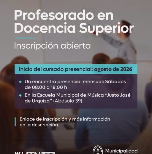 Profesorado en Docencia Superior en Victoria: Inscripción Abierta – Cupos Limitados