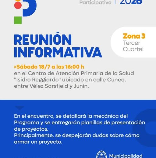 Presupuesto Participativo 2026: Reunión Informativa en el Tercer Cuartel