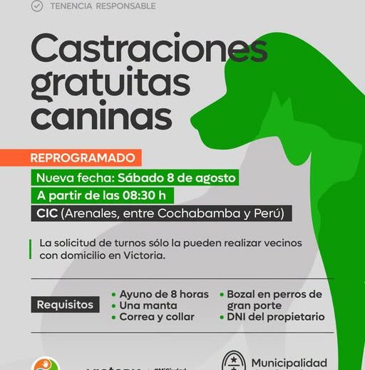 Se reprogramó la Jornada de Castraciones Caninas Gratuitas