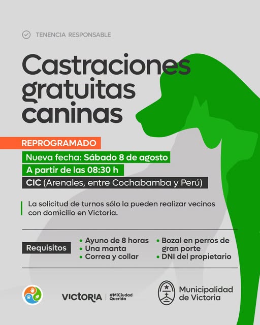 Se reprogramó la Jornada de Castraciones Caninas Gratuitas
