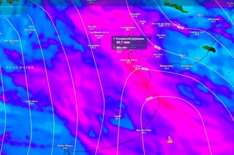 Avanza una ciclogénesis que podría dejar tormentas severas en el Litoral y Buenos Aires