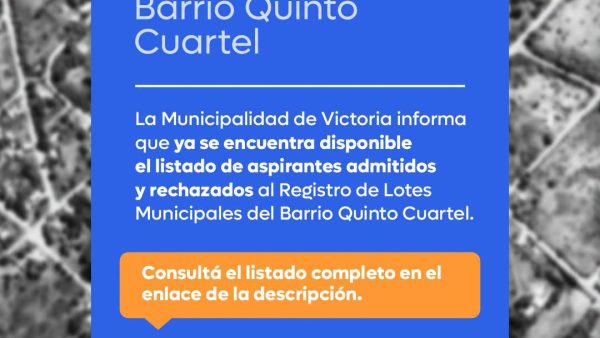 Loteo Municipal Barrio Quinto Cuartel: se publica el listado de aspirantes