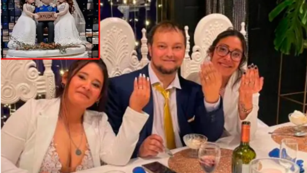El “triángulo perfecto”: celebraron un casamiento de a tres con una fiesta de Boca