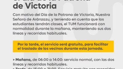 Cambios en el Servicio del TUM por el día de la Patrona de Victoria