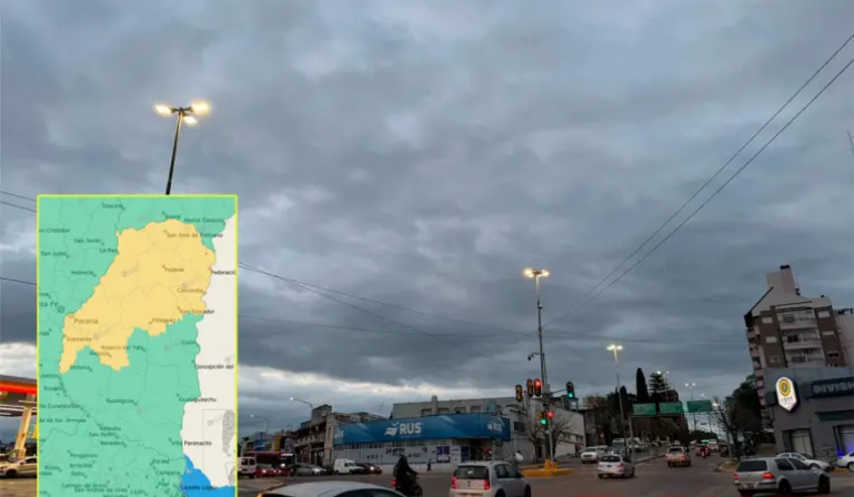 Alerta amarilla por tormentas para una zona de Entre Ríos: cuándo llegaría el cambio de tiempo