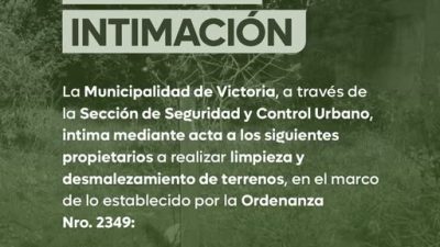Acta de intimación a propietarios a realizar limpieza y desmalezamiento de terrenos.