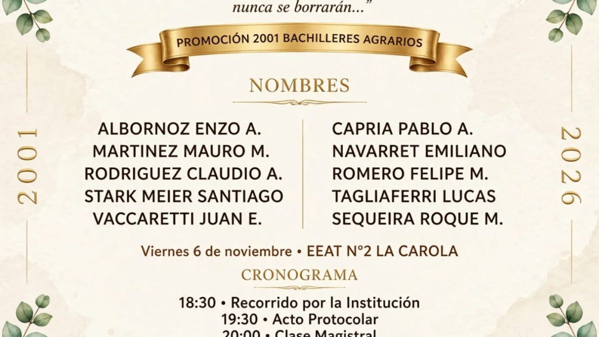 Promoción 2001 “Bachilleres Agrarios” Escuela Agrotécnica N°2 “La Carola”
